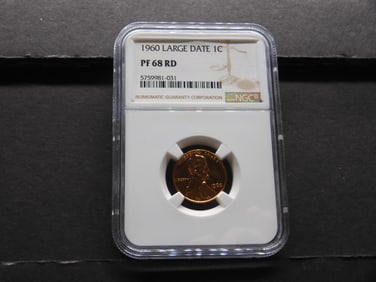 1960 PROOF  Large Date Lincoln Memorial Cent - NGC PF68 RD