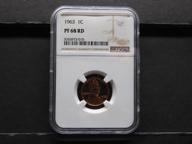 1963 PROOF Lincoln Memorial Cent - NGC PF68 RD