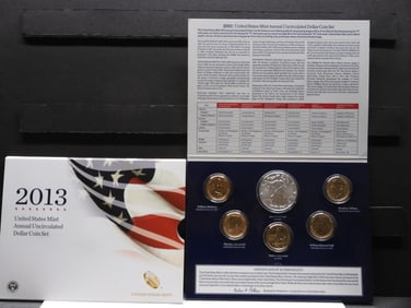 2013 U.S. Mint Annual UNC Dollar Coin Set in OGP w/ COA