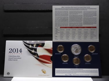 2014 U.S. Mint Annual UNC Dollar Coin Set in OGP w/ COA