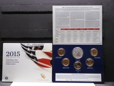 2015 U.S. Mint Annual UNC Dollar Coin Set in OGP w/ COA