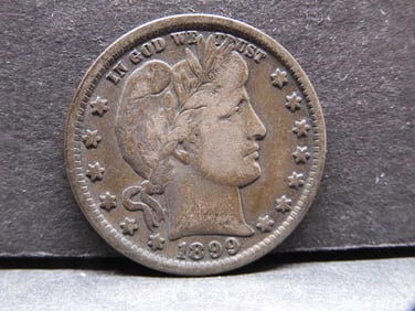 *VF+** 1899 Barber Silver Quarter w/ Full Liberty