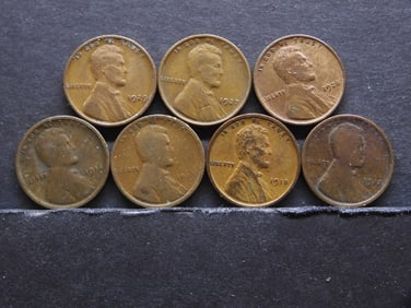 1917, (2) 1918, 1919, 1927, 1928, 1929 Lincoln Wheat Cents