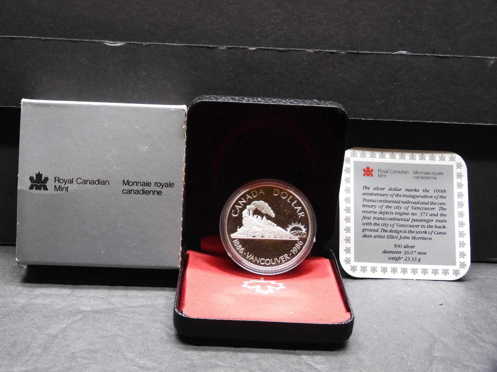 1986 PROOF Canadian 100th Anniv. Transcontinental Railroad Silver Dollar in OGP (1 of 4)