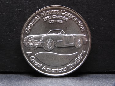15.6 Grams .999 Fine Silver Round- General Motors- Featuring 1953 Corvette