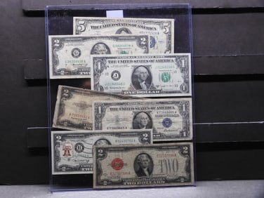Lot of 7 Various U.S. Currency Notes