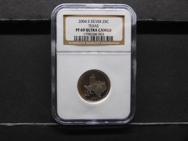 2004-S PROOF Texas Statehood Silver Quarter - NGC PF69 ULTRA CAMEO