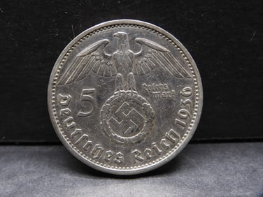 1936-A German 5 Reichsmark Silver Coin (KM-94)