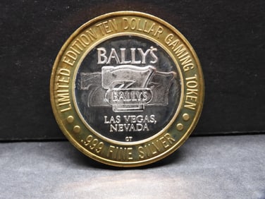 Limited Edition .999 FINE SILVER CENTER Balley's Casino $10 Gaming Token