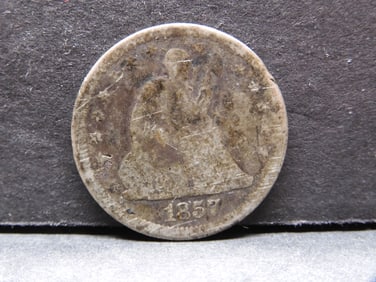1857 w/ Drapery Seated Liberty Quarter