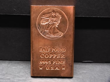 1/2 Pound .9995 FINE COPPER Bar
