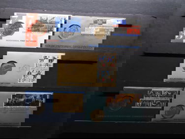 Lot of Five Various Bicentennial Medals w/ First Day of Issue Stamps