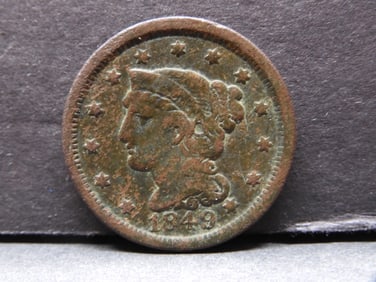 **FINE/VF** 1849 Braided Hair Large Cent