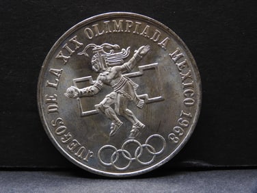 1968 Mexican Olympics Designed Silver Coin