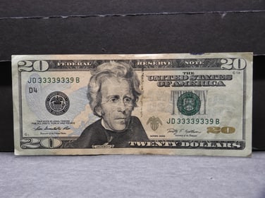 **MINT ERROR - Ink Smudge** 2009 Series $20 FRN w/ Fancy Serial #