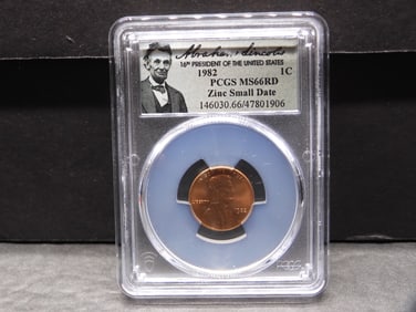 1982 Zinc Small Date Lincoln Memorial Cent - PCGS MS66 RD