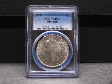 1921 Morgan Silver Dollar - PCGS MS61