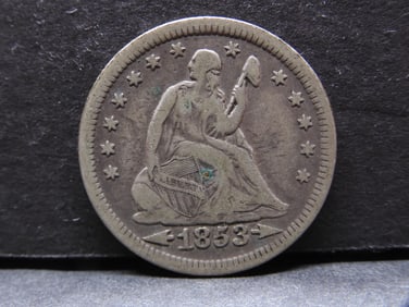 1853 Seated Liberty Quarter w/ arrows   Nice VF