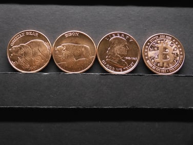 Group of Four Various Designed .999 FINE COPPER Medals