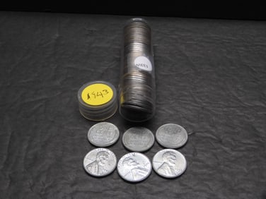 (50) Coin Original UNC 1943 Lincoln Steel Wheat Cents