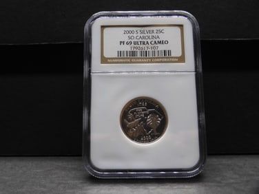 2000-S PROOF South Carolina Statehood Silver Quarter - NGC PF69 ULTRA CAMEO