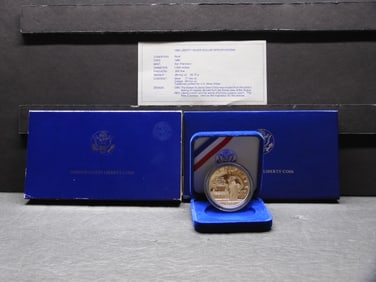 1986-S PROOF U.S. Liberty Commem Silver Dollar in OGP w/ COA