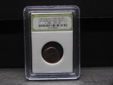 1608-1695 AD New World Pirate Era Spanish Bronze Nummis - Slabbed