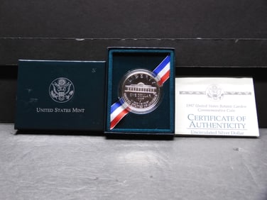 1997-P UNC Botanic Gardens Commem Silver Dollar in OGP w/ COA