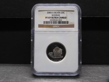 2005-S PROOF Kansas Statehood Silver Quarter - NGC PF69 ULTRA CAMEO