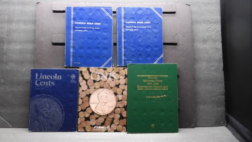 Huge Collection of Lincoln Cents From 1909-Date in 5 Albums- 338 Coins- 5 Are Indian Head Cents