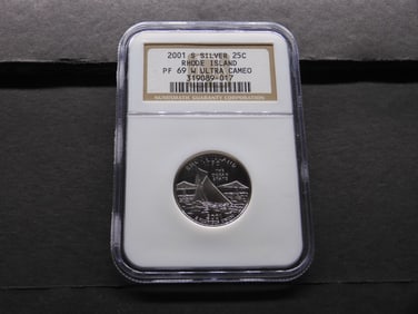 2001-S PROOF Rhode Island Statehood Silver Quarter - NGC PF69W ULTRA CAMEO