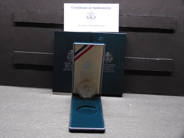 1990-W UNC Eisenhower Centennial Commem Silver Dollar in OGP w/ COA