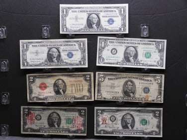 Lot of 7 Various U.S. Currency Notes