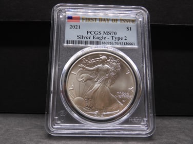 2021 Type 2 American Silver Eagle - PCGS MS70 *First Day of Issue*