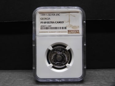 1999-S PROOF Georgia Statehood Silver Quarter - NGC PF69 ULTRA CAMEO