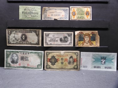 Lot of Nine *NEAT* Various World Currency Notes