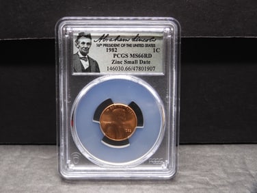 1982 Zinc Small Date Lincoln Memorial Cent - PCGS MS69 RD
