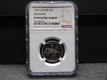 1999-S PROOF Delaware Statehood Silver Quarter - NGC PF69 ULTRA CAMEO