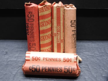 Six Bank Rolls of Lincoln Wheat Cents