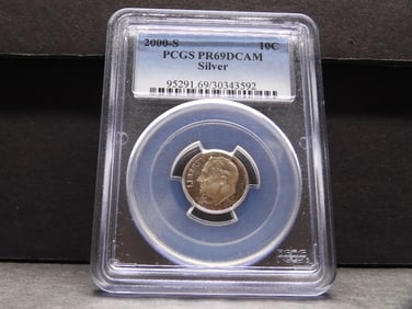2000-S PROOF Roosevelt Silver Dime - PCGS PR69 DCAM