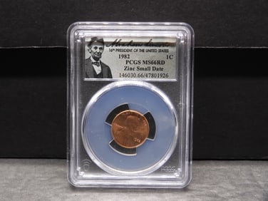 1982 Zinc Small Date Lincoln Memorial Cent - PCGS MS66 RD