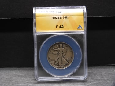 1921-S Walking Liberty Half Dollar - ANACS F12