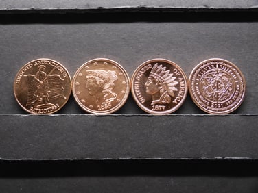 Group of Four Various Designed .999 FINE COPPER Medals