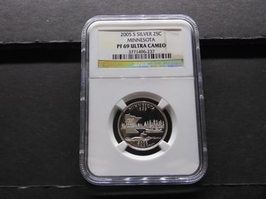 2005-S PROOF Minnesota Statehood Silver Quarter - NGC PF69 ULTRA CAMEO