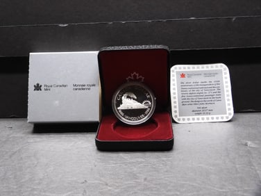 1986 PROOF Canadian 100th Anniv. Transcontinental Railroad Silver Dollar in OGP