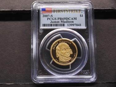 2007-S PROOF James Madison Presidential $1 Coin - PCGS PR69 DCAM *First Strike*