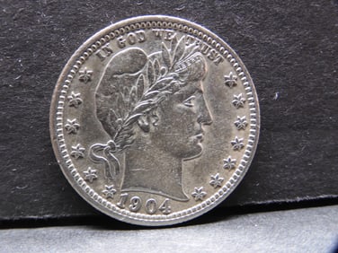 **AU/BU** 1904 Barber Silver Quarter