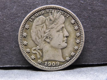 **XF - Choice Circ** 1909 Barber Silver Quarter