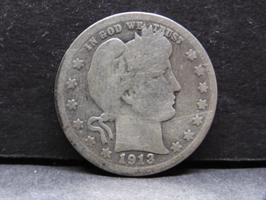 1913-P Barber Silver Quarter