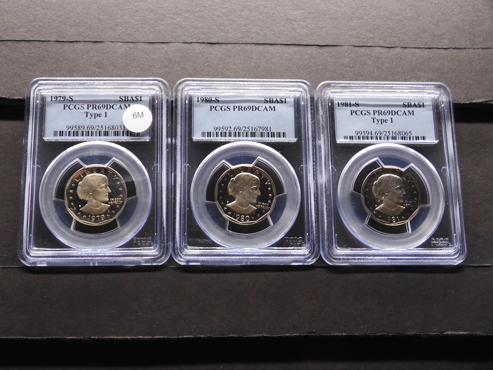 1979-S 1980-S 1981-S Susan B Anthony Dollars Graded PR69DCAM By PCGS Grading Company. (1 of 11)